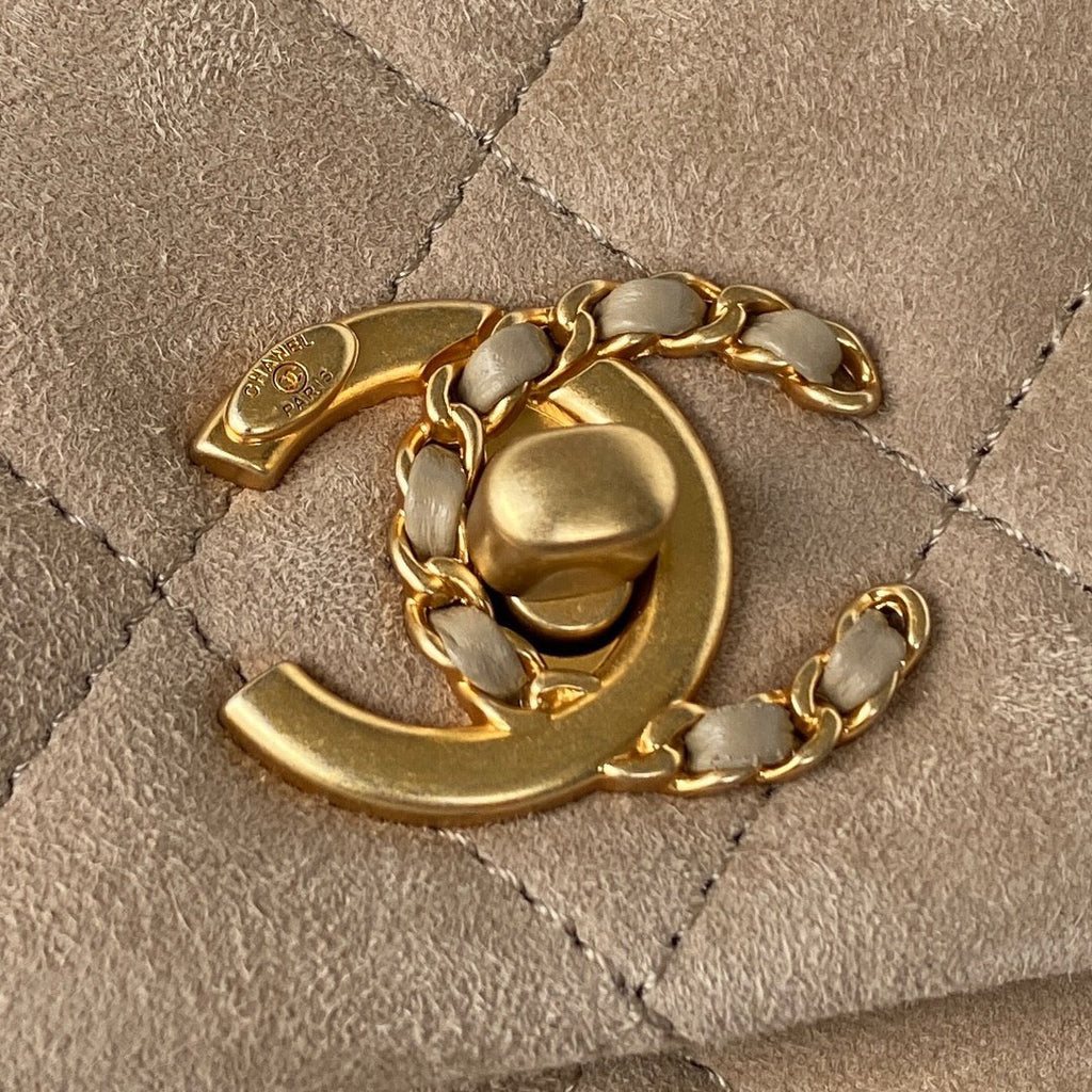 Chanel AS3378 Mini Flap Bag Suede Goatskin gray