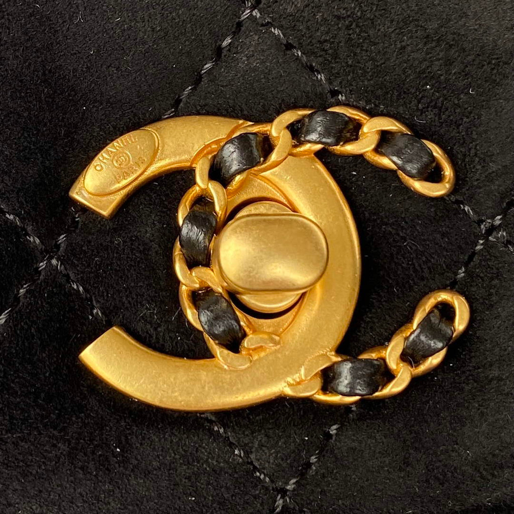 Chanel AS3378 Mini Flap Bag Suede Goatskin black