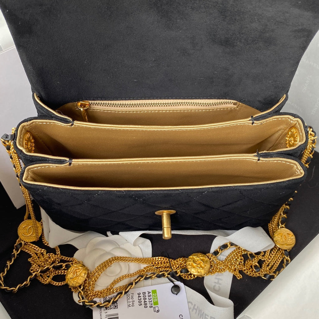 Chanel AS3378 Mini Flap Bag Suede Goatskin black