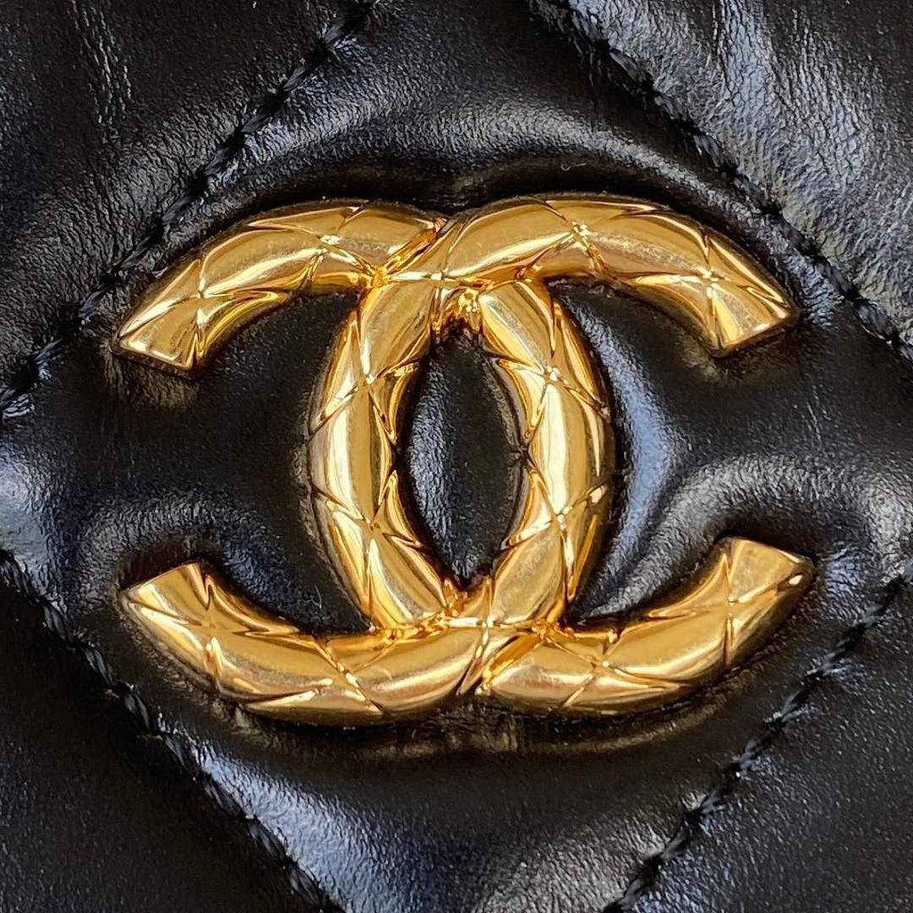 Chanel AS3383 Mini Camera Case Metallic Calfskin Gold-Tone Black