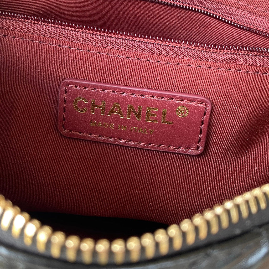 Chanel AS3383 Mini Camera Case Metallic Calfskin Gold-Tone Black