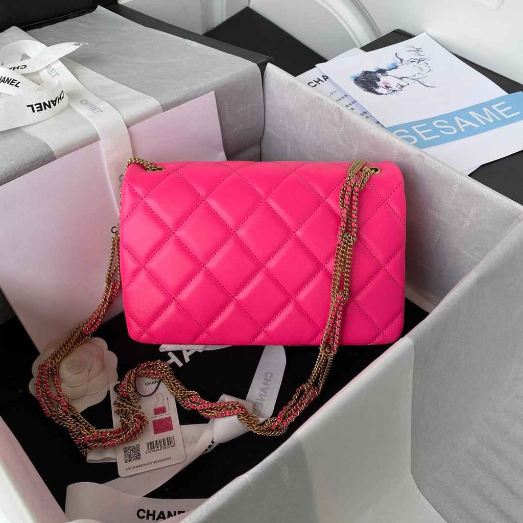 Chanel AS3386 Small Flap Bag Lambskin Fashion Plum