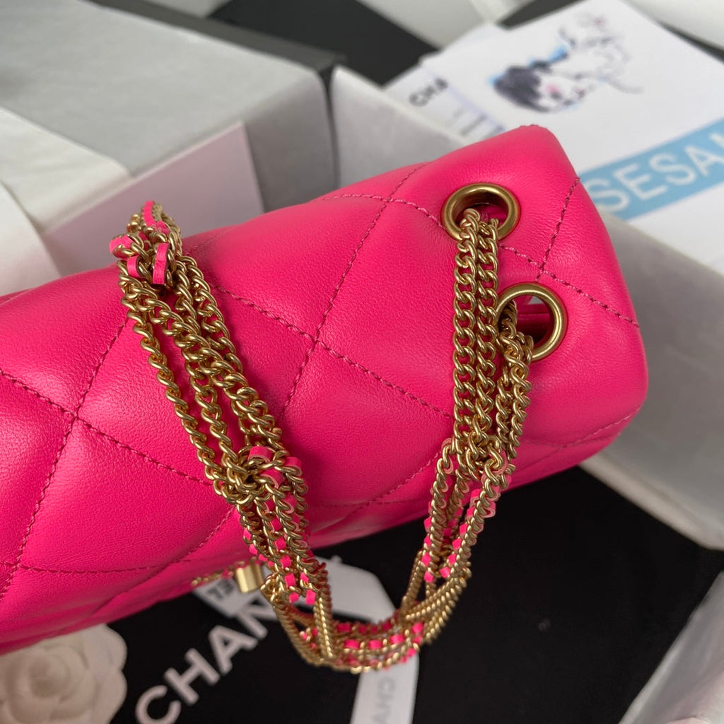 Chanel AS3386 Small Flap Bag Lambskin Fashion Plum