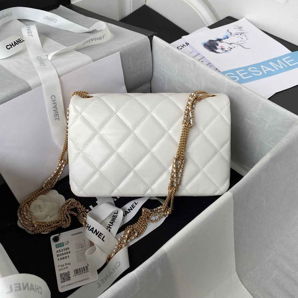 Chanel AS3386 Small Flap Bag Lambskin Fashion White