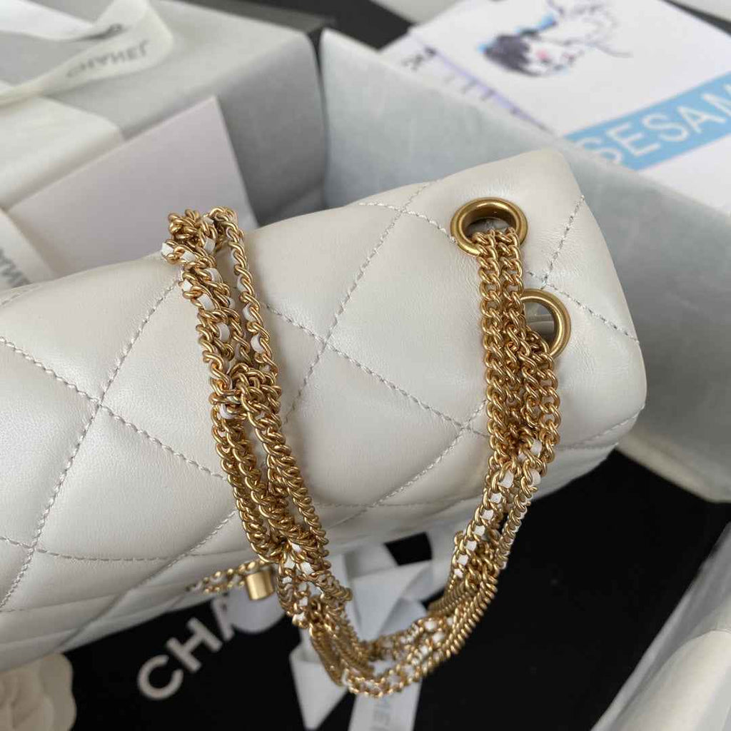 Chanel AS3386 Small Flap Bag Lambskin Fashion White