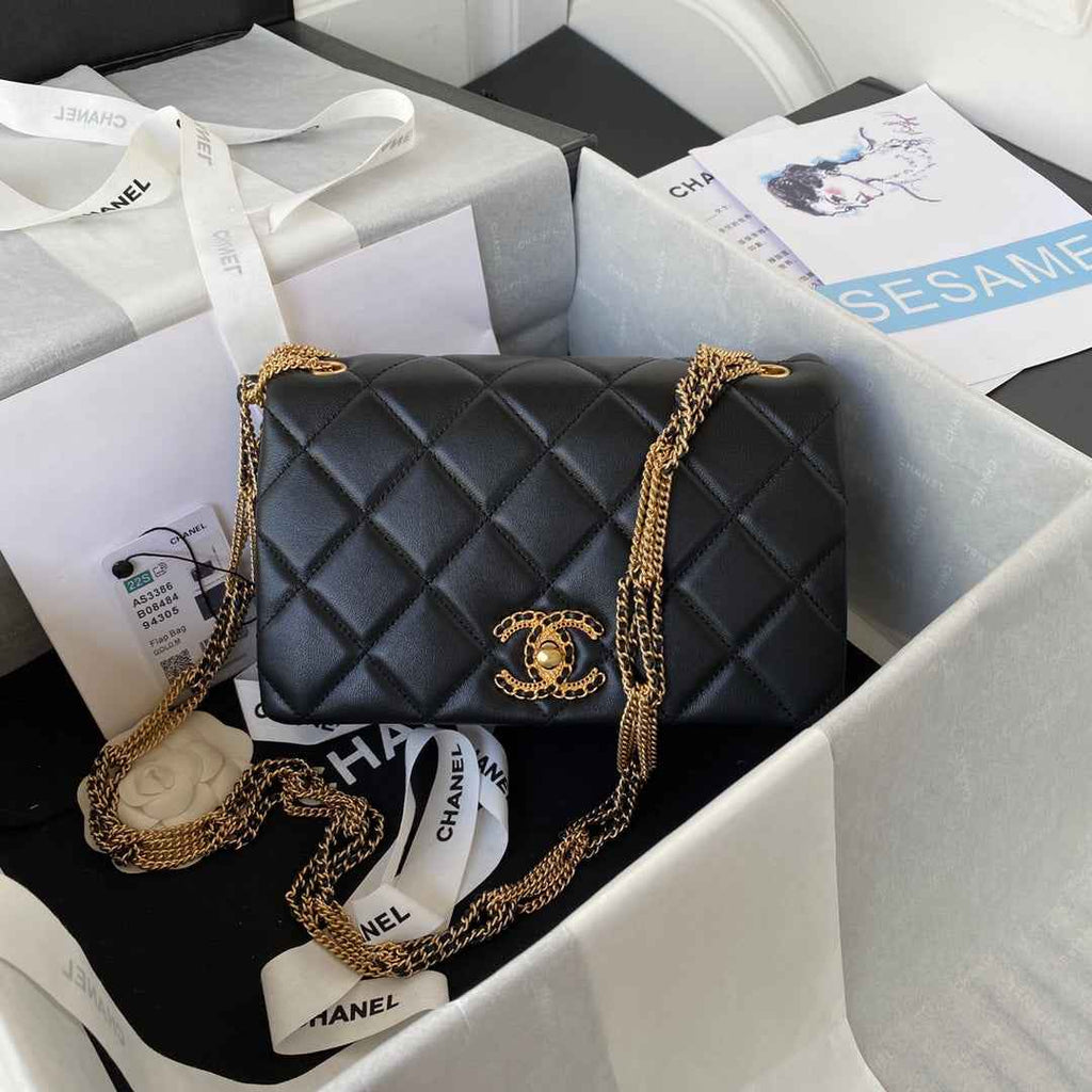 Chanel AS3386 Small Flap Bag Lambskin Fashion Black
