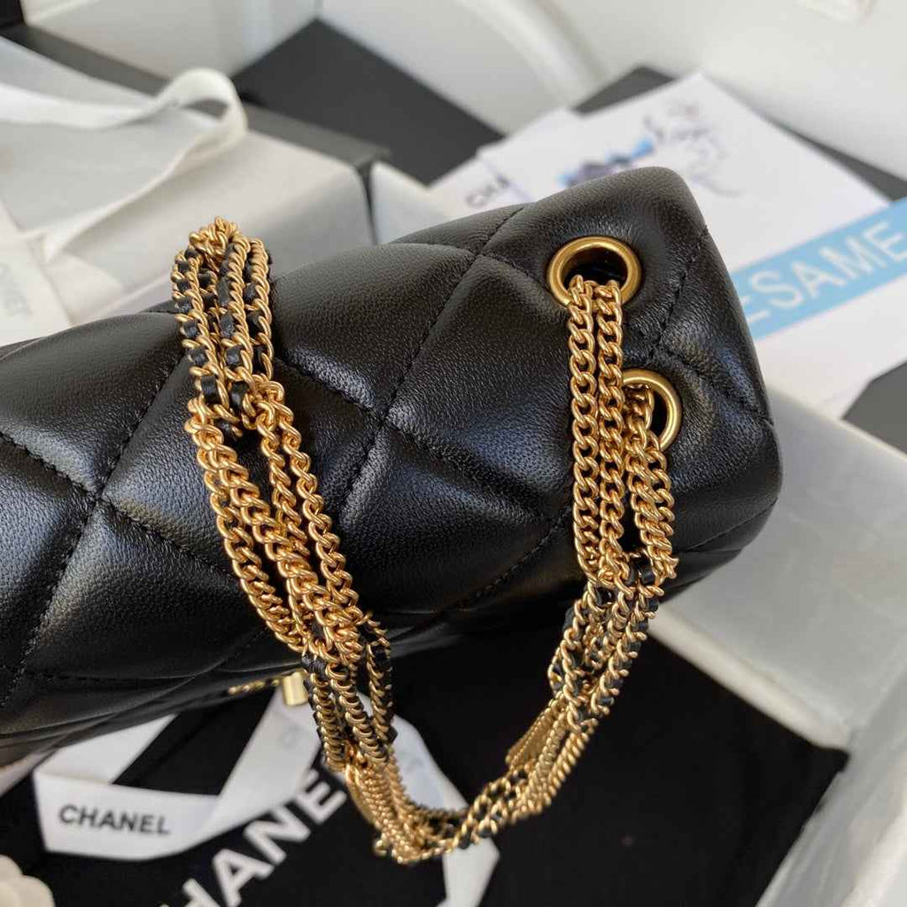 Chanel AS3386 Small Flap Bag Lambskin Fashion Black