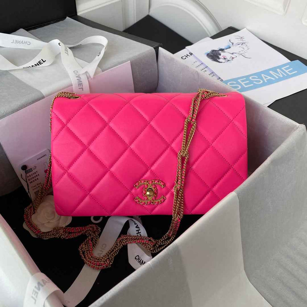 Chanel AS3387 Flap Bag Lambskin Fashion Plum
