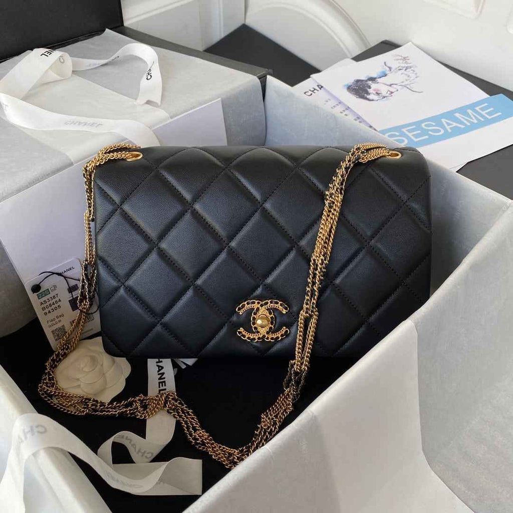 Chanel AS3387 Flap Bag Lambskin Fashion Black