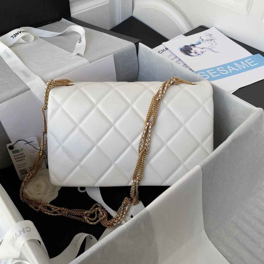 Chanel AS3387 Flap Bag Lambskin Fashion White