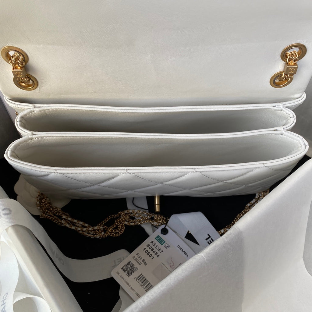 Chanel AS3387 Flap Bag Lambskin Fashion White