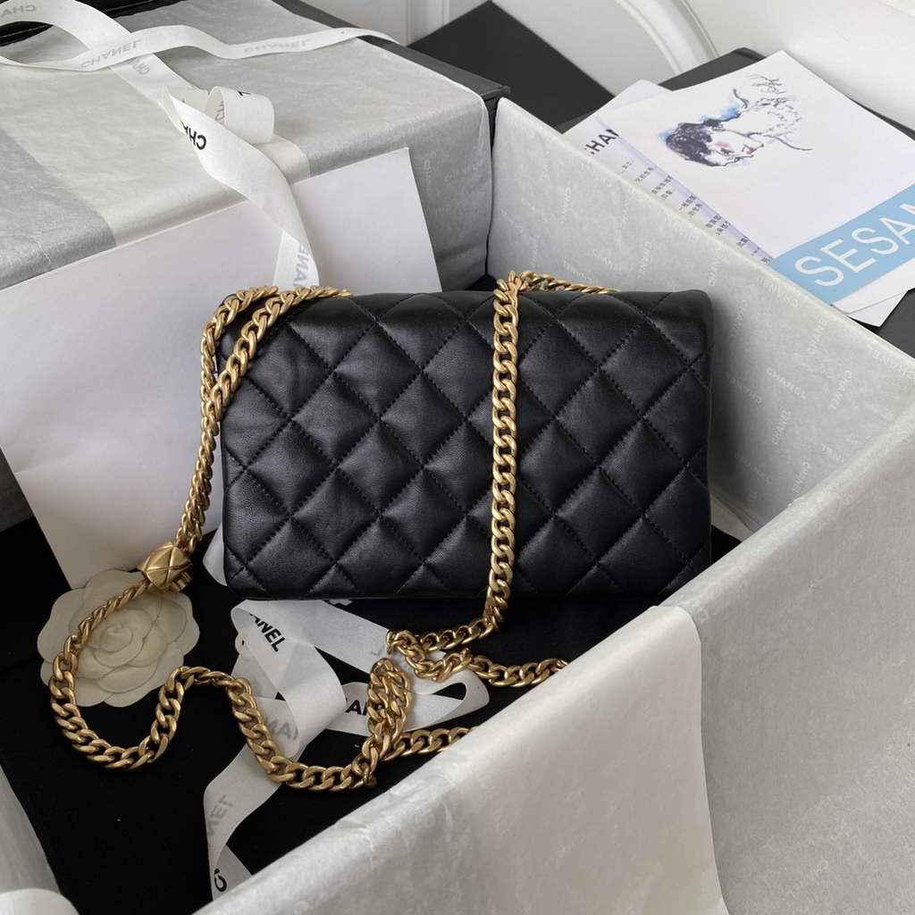 Chanel AS3393 Small Flap Bag Lambskin Black