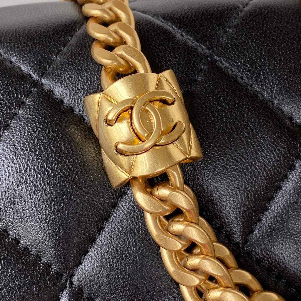 Chanel AS3393 Small Flap Bag Lambskin Black