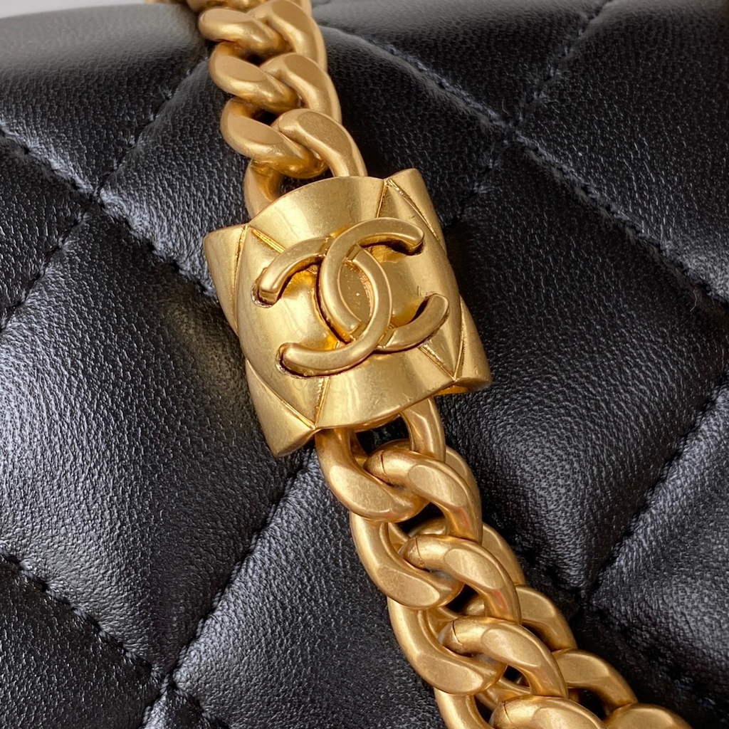 Chanel AS3393 Small Flap Bag Lambskin Black