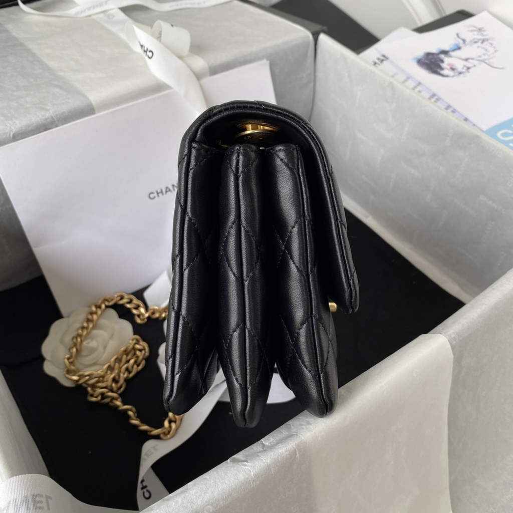 Chanel AS3393 Small Flap Bag Lambskin Black