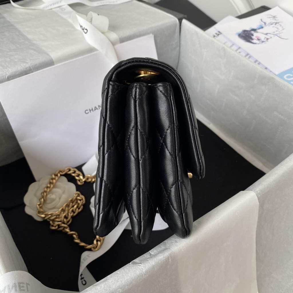Chanel AS3393 Small Flap Bag Lambskin Black