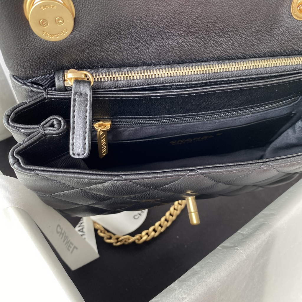 Chanel AS3393 Small Flap Bag Lambskin Black