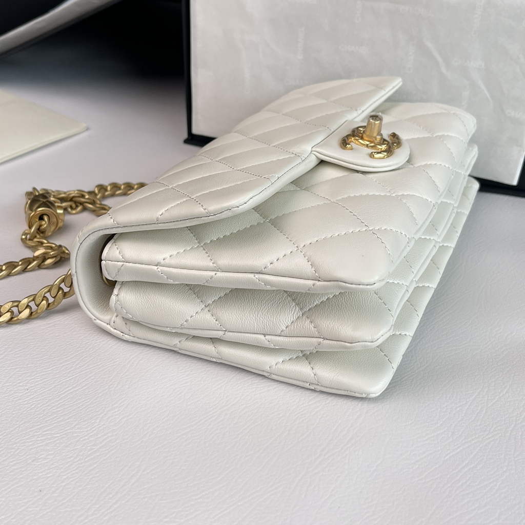 Chanel AS3393 Small Flap Bag Lambskin White