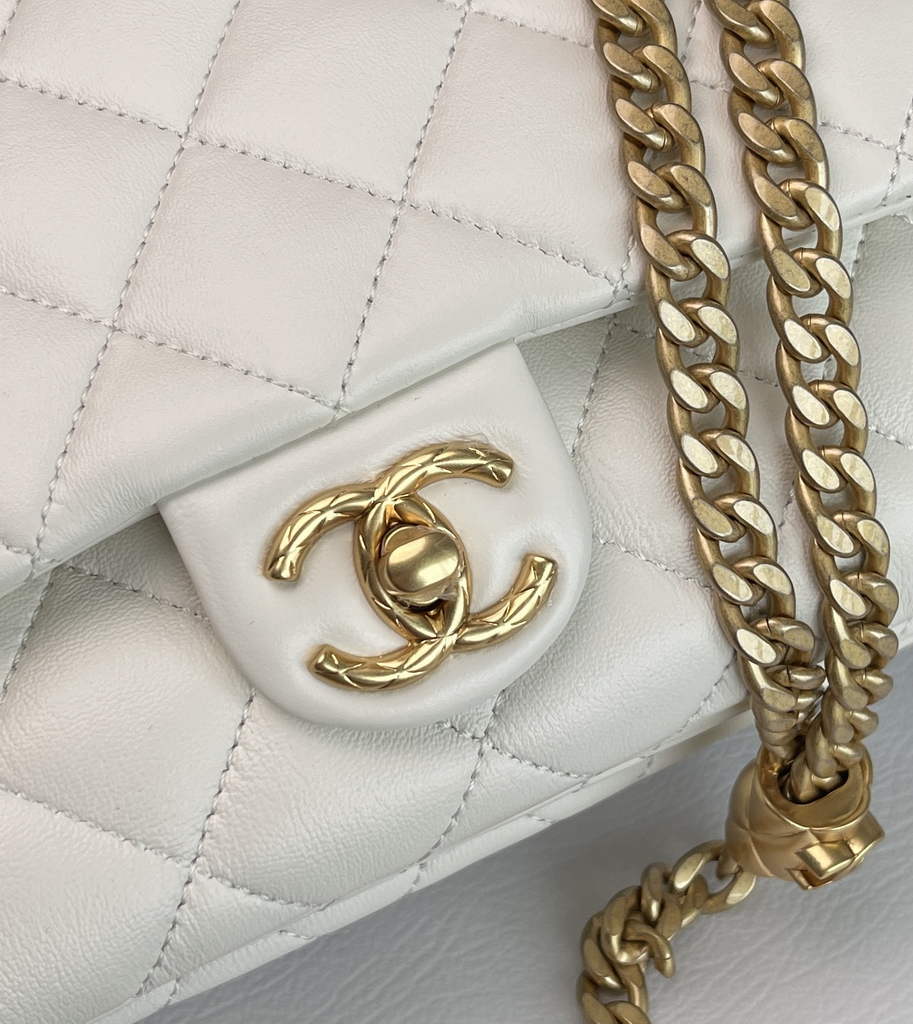 Chanel AS3393 Small Flap Bag Lambskin White