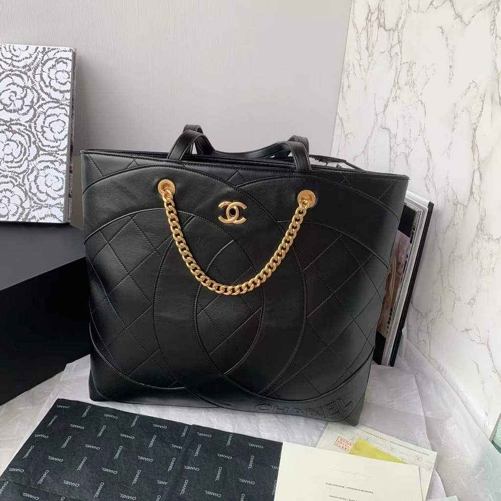 Chanel AS33938 Large Shopping Bag Lambskin In Black