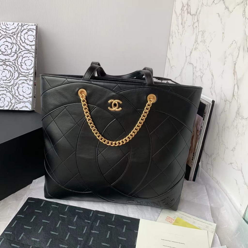 Chanel AS33938 Large Shopping Bag Lambskin In Black