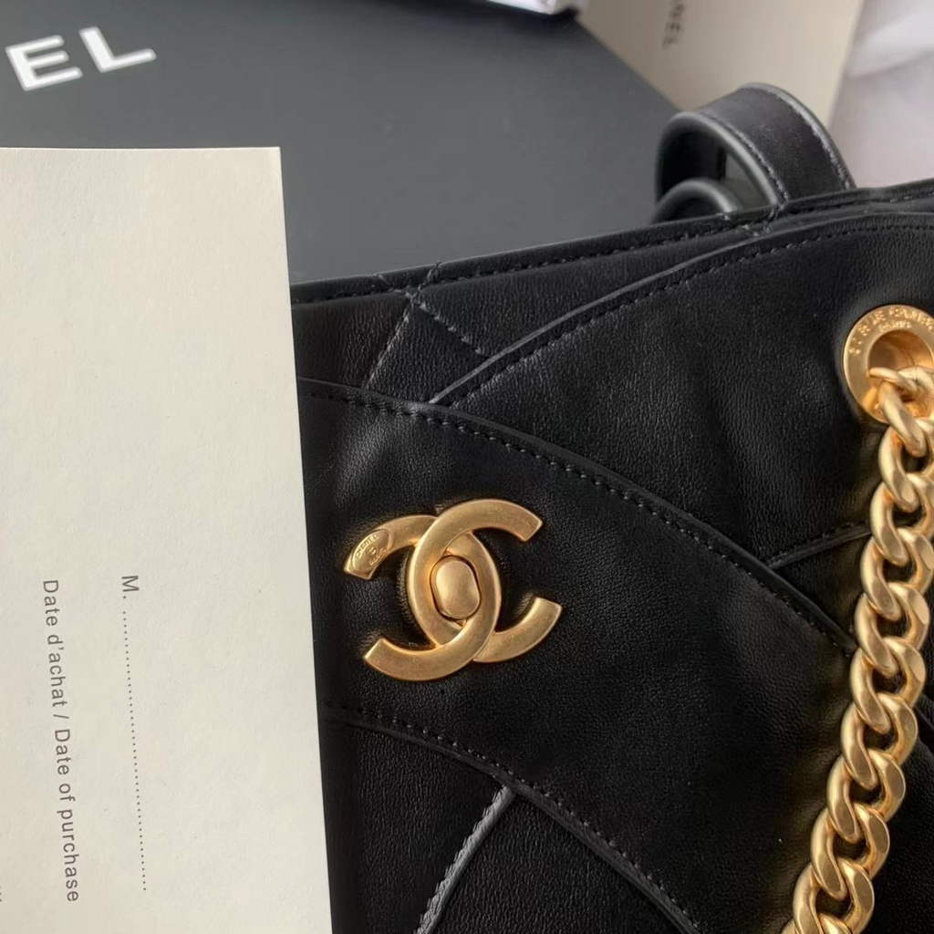 Chanel AS33938 Large Shopping Bag Lambskin In Black