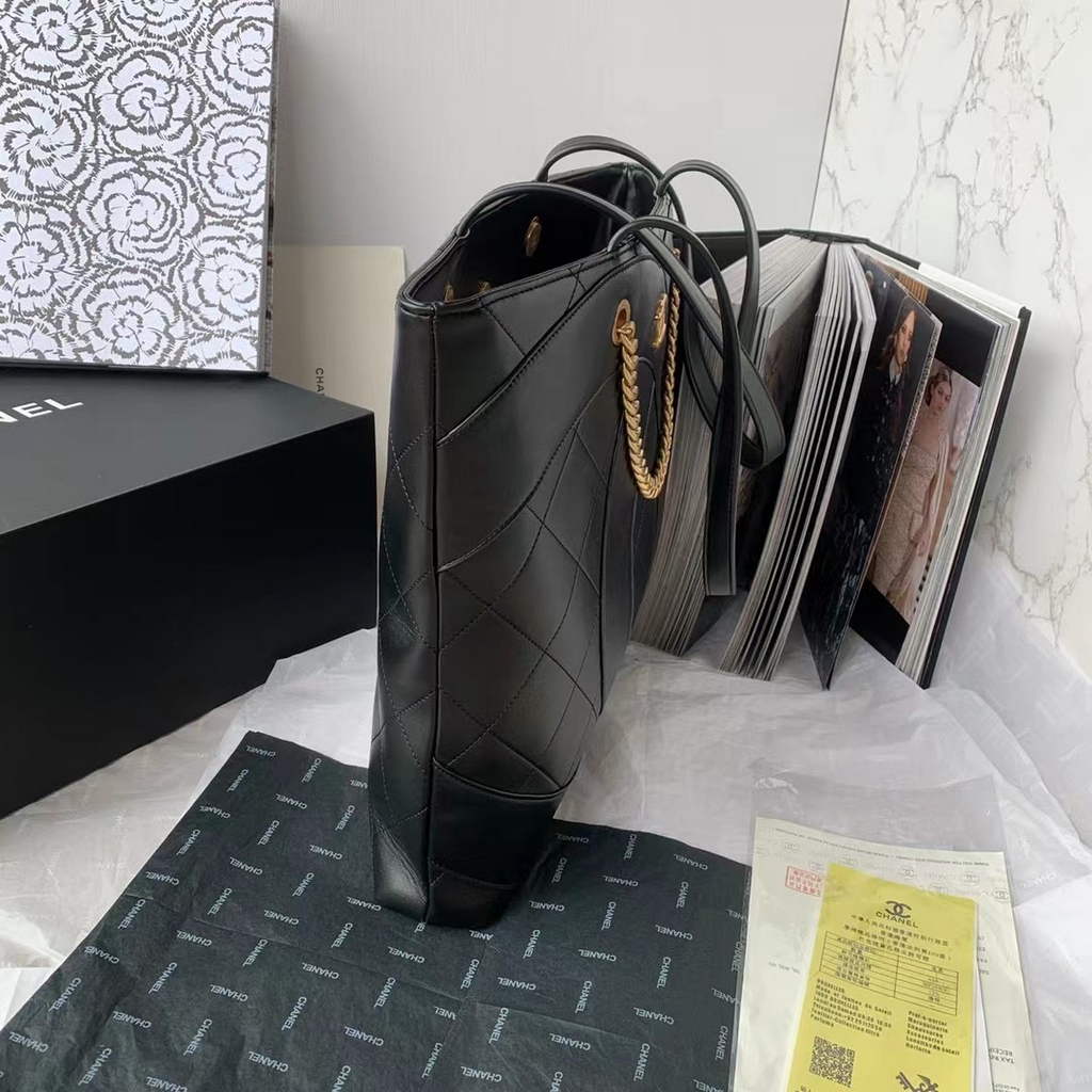 Chanel AS33938 Large Shopping Bag Lambskin In Black