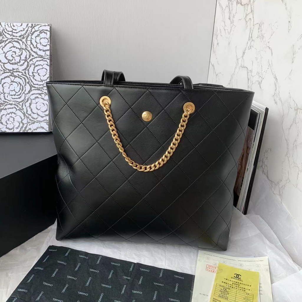 Chanel AS33938 Large Shopping Bag Lambskin In Black