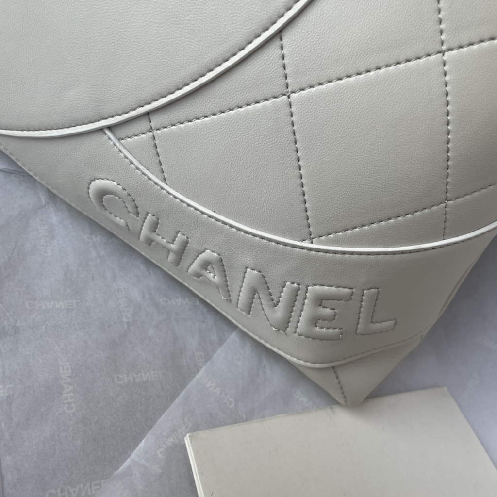 Chanel AS33938 Large Shopping Bag Lambskin In White