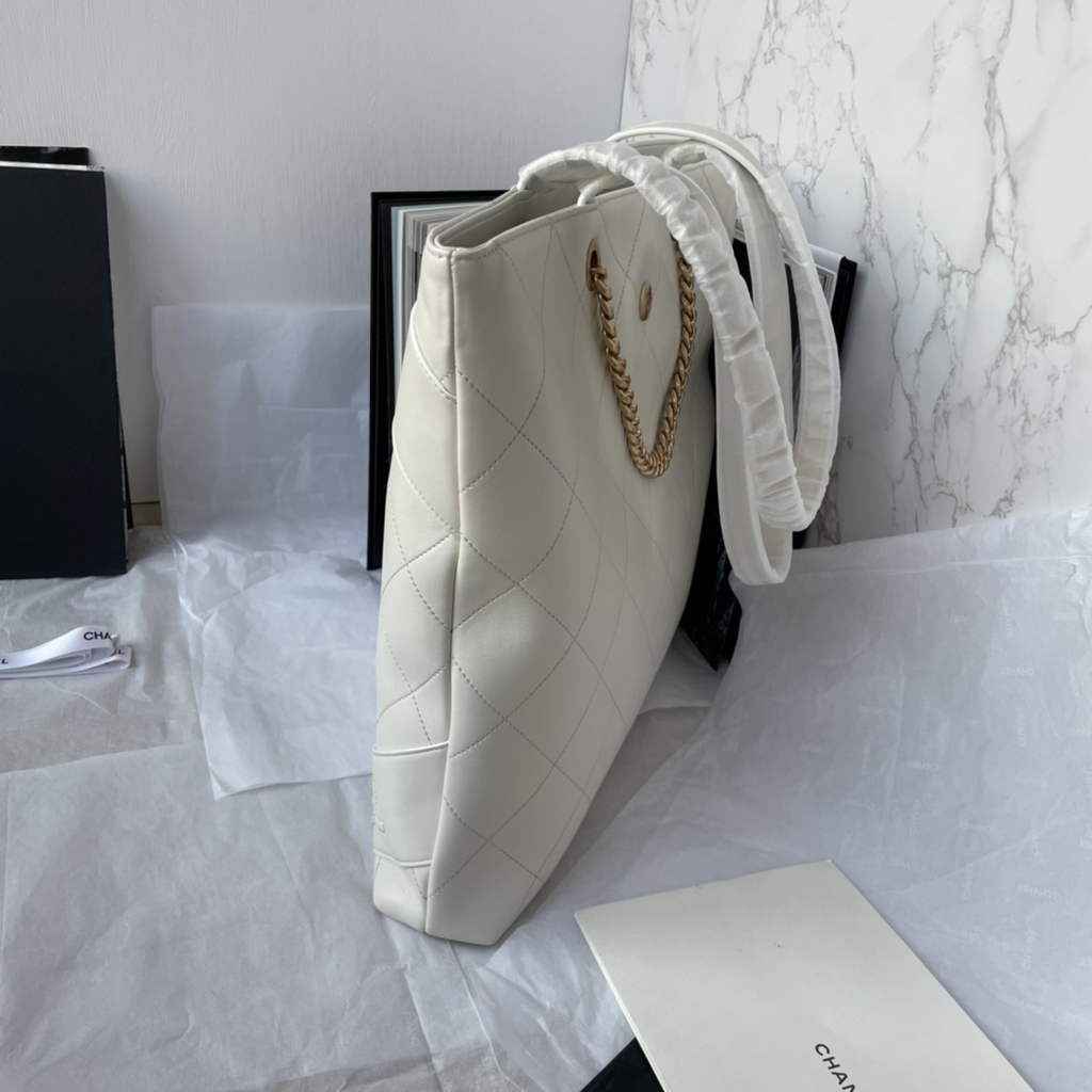 Chanel AS33938 Large Shopping Bag Lambskin In White