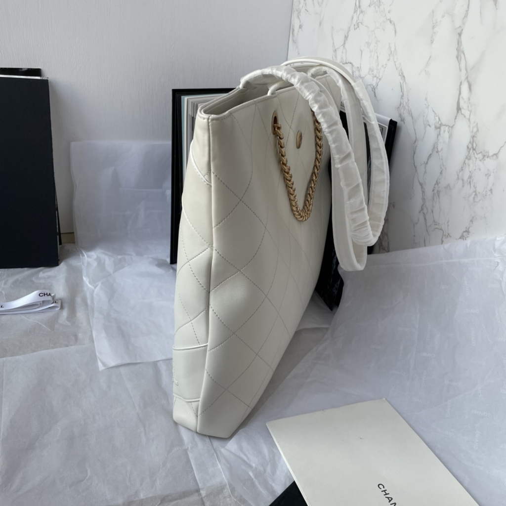 Chanel AS33938 Large Shopping Bag Lambskin In White