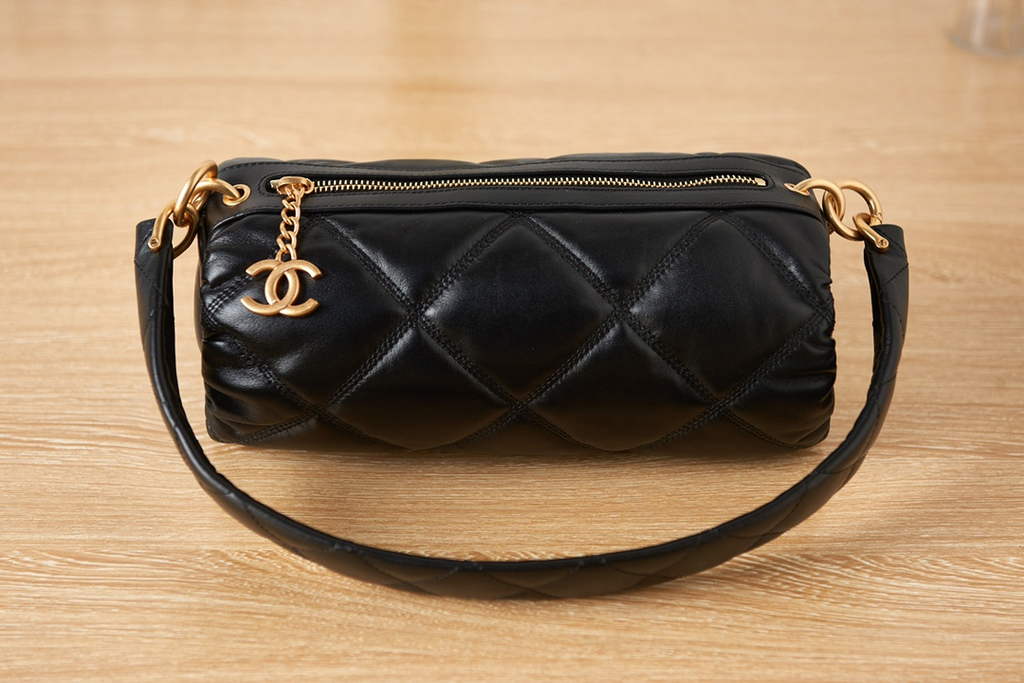 Chanel AS3427 Small Bowling Bag Calfskin Black