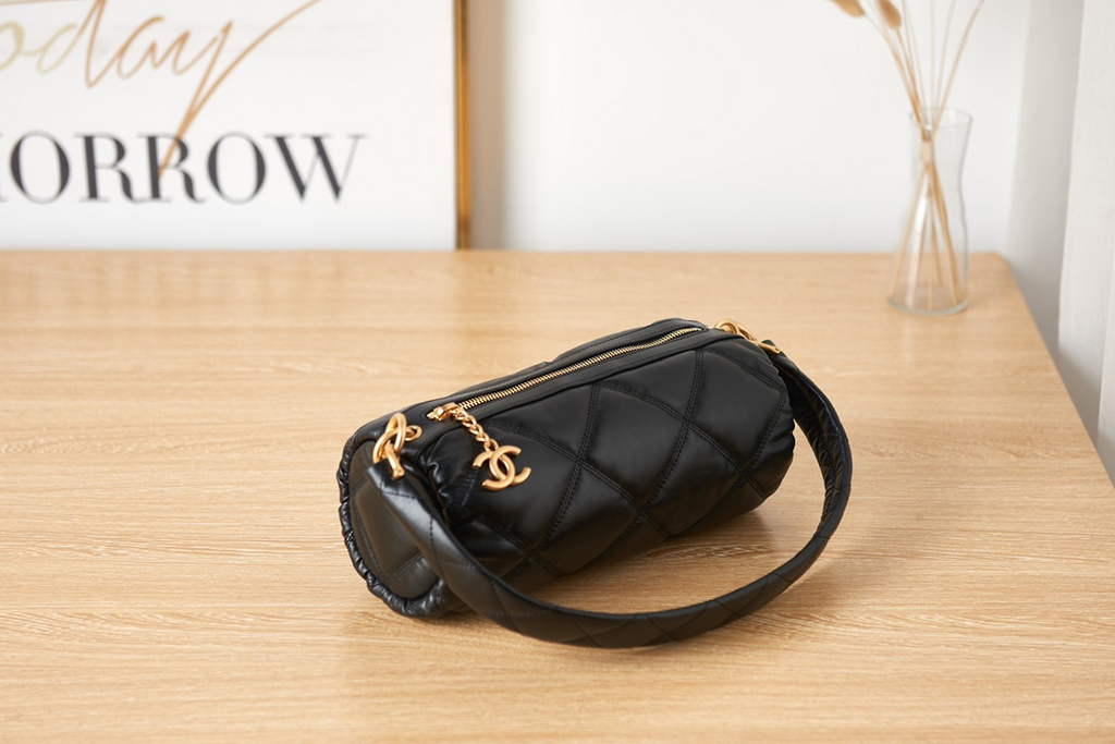 Chanel AS3427 Small Bowling Bag Calfskin Black