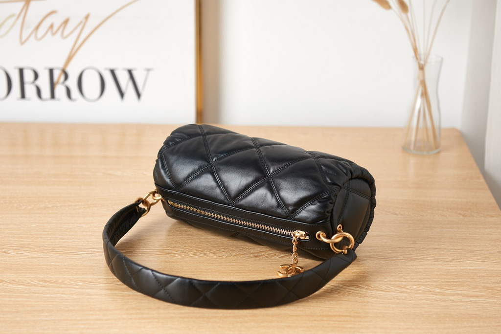 Chanel AS3427 Small Bowling Bag Calfskin Black