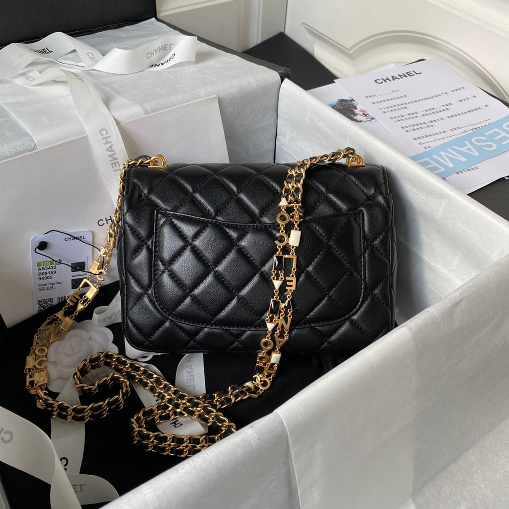 Chanel AS3432 Tote Flap Bag black Lambskin Gold-tone metal
