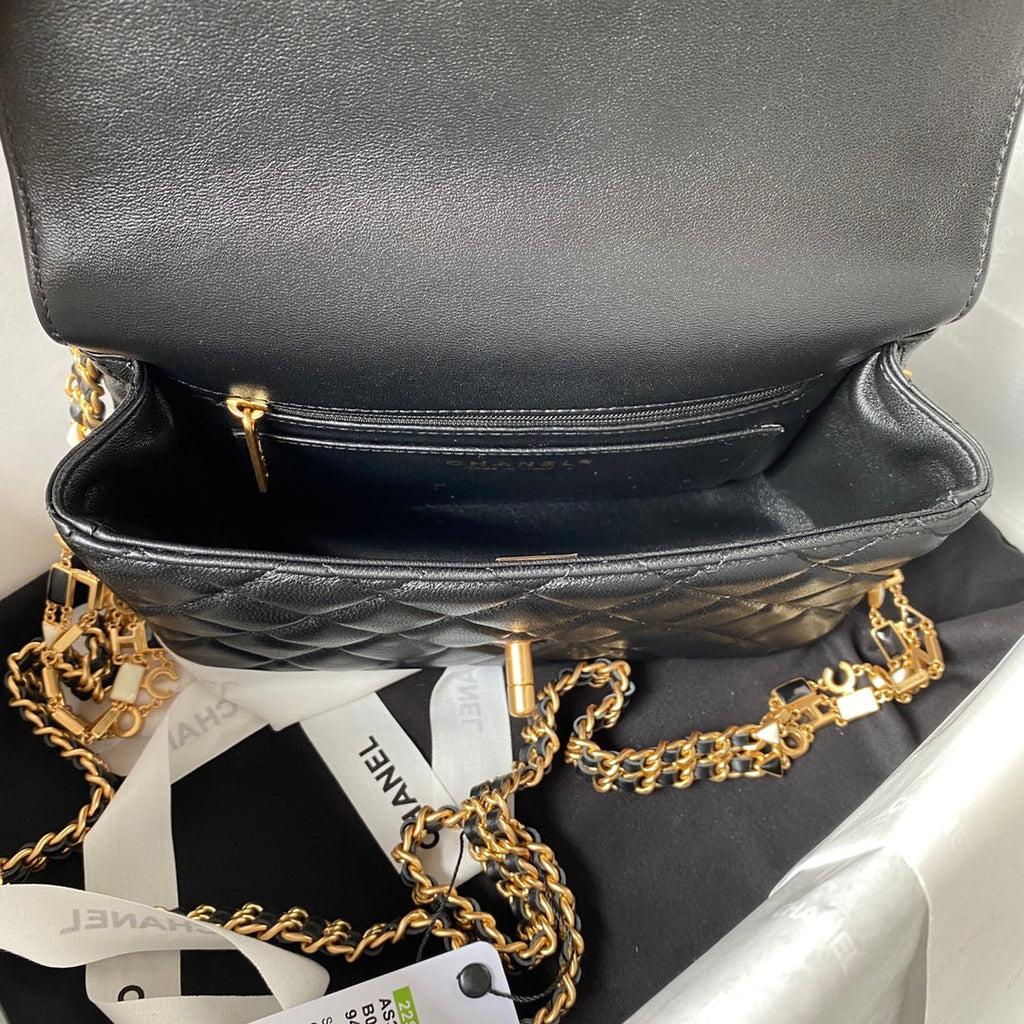 Chanel AS3432 Tote Flap Bag black Lambskin Gold-tone metal