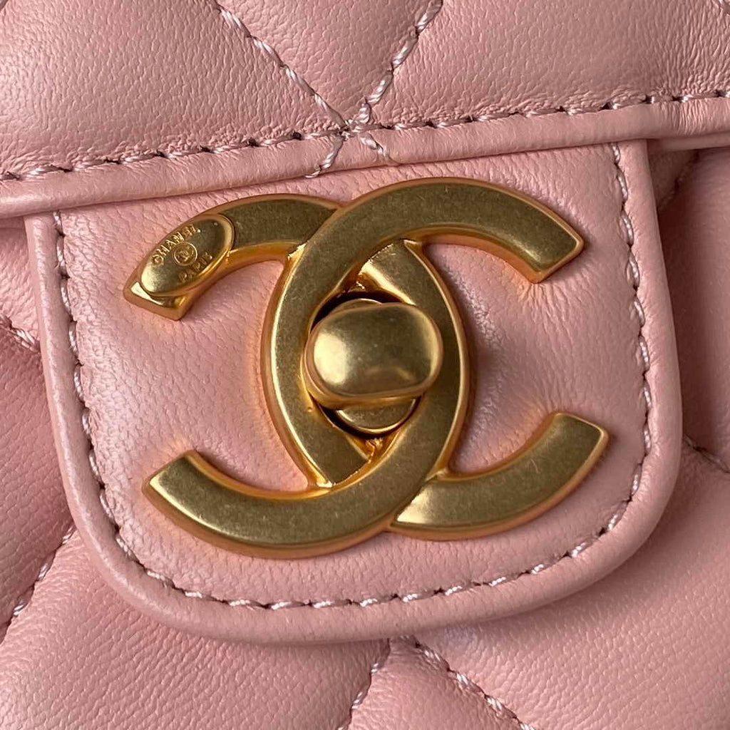 Chanel AS3432 Tote Flap Bag Pink Lambskin Gold-tone metal