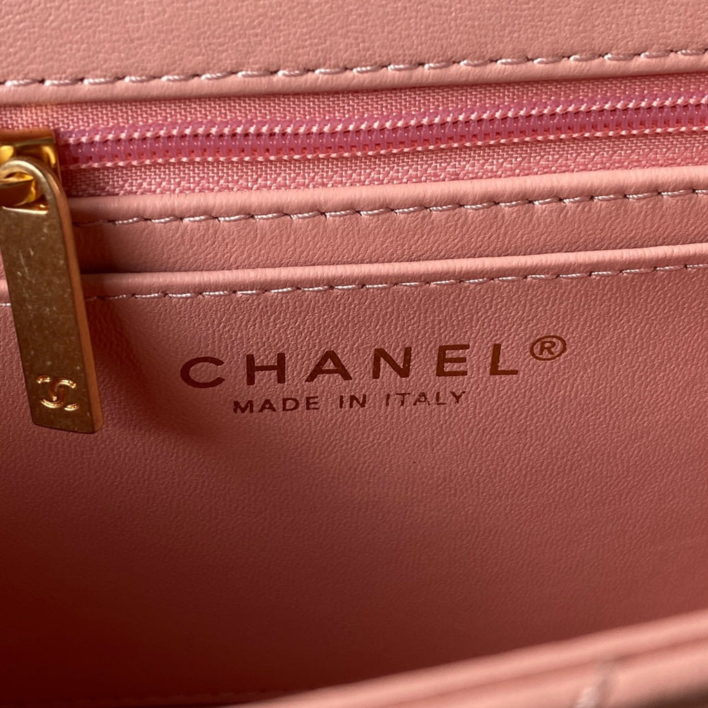 Chanel AS3432 Tote Flap Bag Pink Lambskin Gold-tone metal
