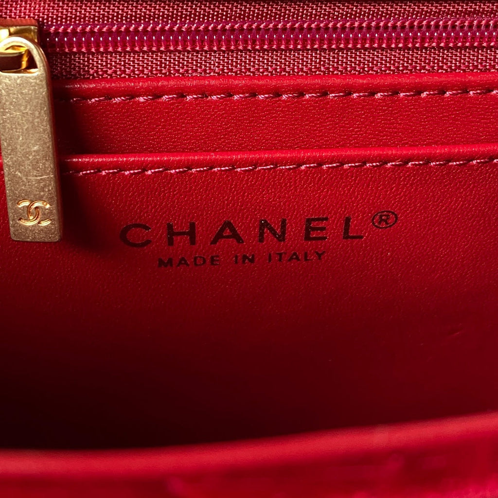 Chanel AS3432 Tote Flap Bag Red Velvet Gold-tone metal