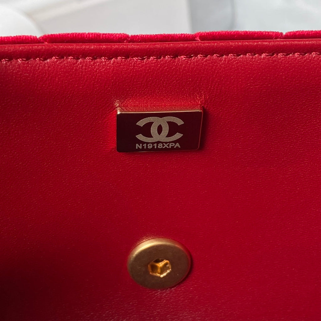 Chanel AS3432 Tote Flap Bag Red Velvet Gold-tone metal