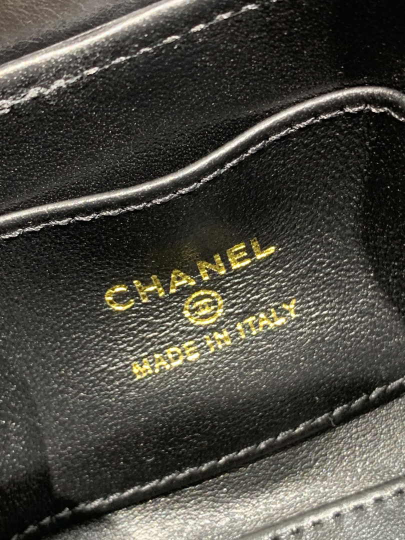 Chanel AS3435 Mini Shopping Bag Black Shiny Aged Calfskin Gold