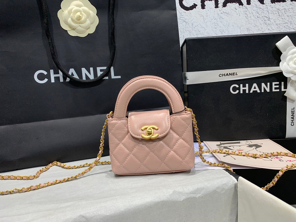 Chanel AS3435 Mini Shopping Bag Pink Shiny Aged Calfskin Gold