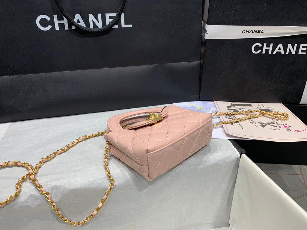 Chanel AS3435 Mini Shopping Bag Pink Shiny Aged Calfskin Gold