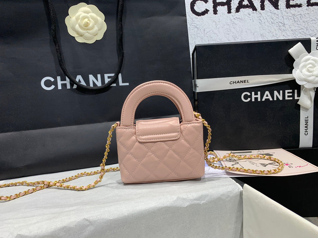 Chanel AS3435 Mini Shopping Bag Pink Shiny Aged Calfskin Gold