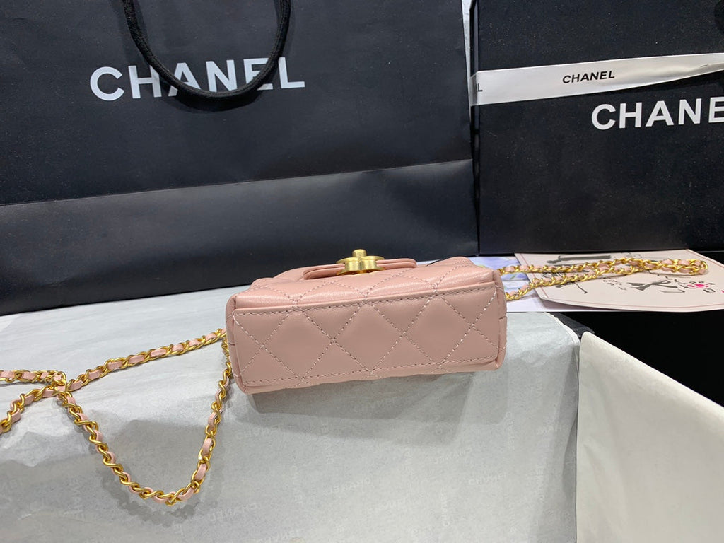 Chanel AS3435 Mini Shopping Bag Pink Shiny Aged Calfskin Gold