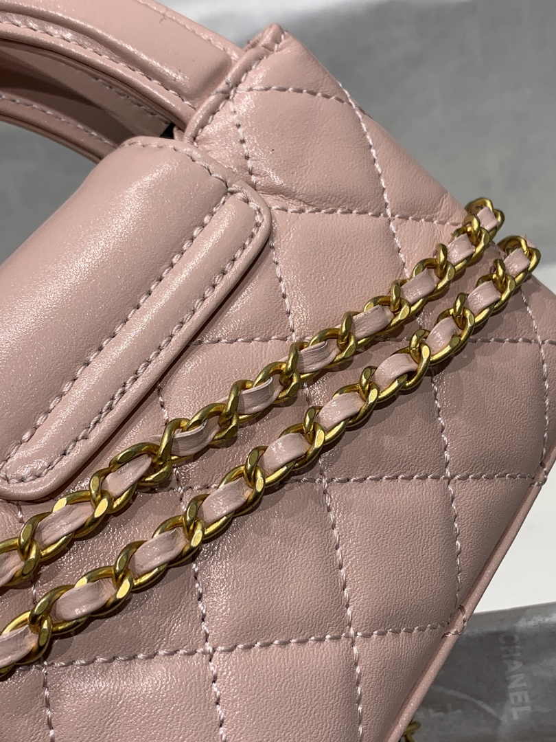 Chanel AS3435 Mini Shopping Bag Pink Shiny Aged Calfskin Gold