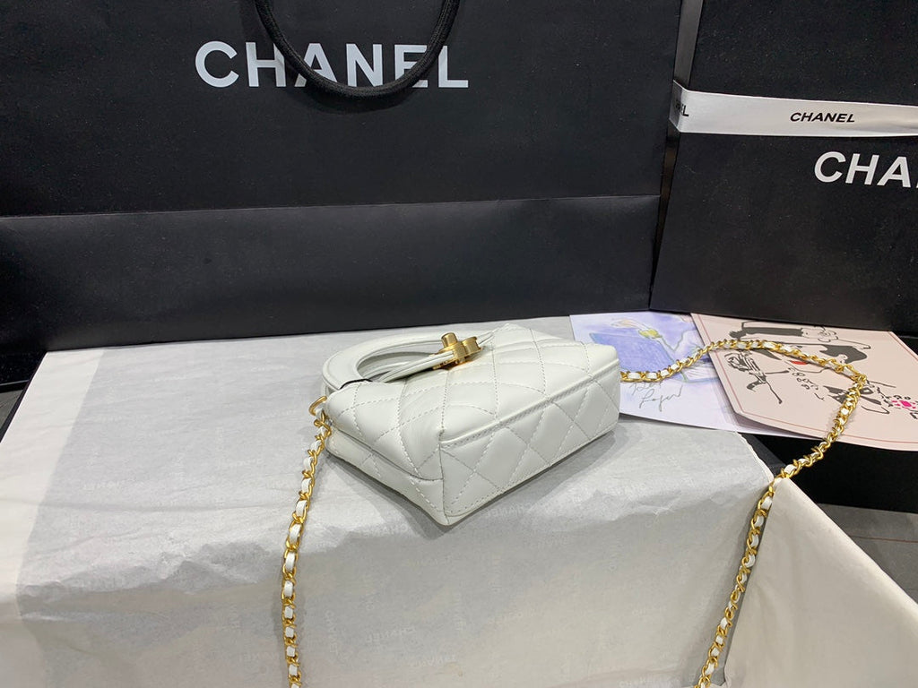 Chanel AS3435 Mini Shopping Bag Beige Shiny Aged Calfskin Gold