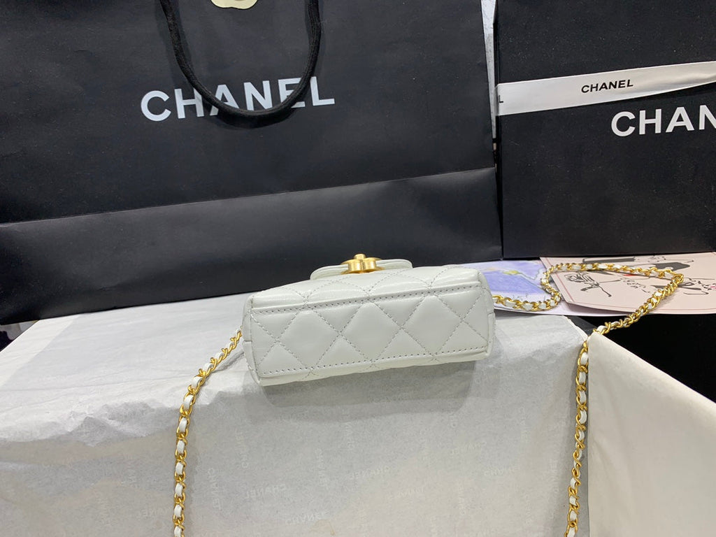 Chanel AS3435 Mini Shopping Bag Beige Shiny Aged Calfskin Gold