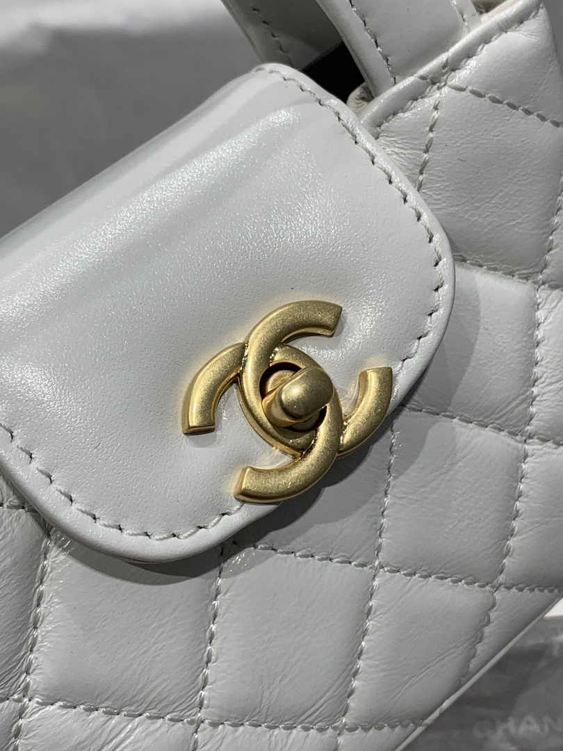 Chanel AS3435 Mini Shopping Bag Beige Shiny Aged Calfskin Gold