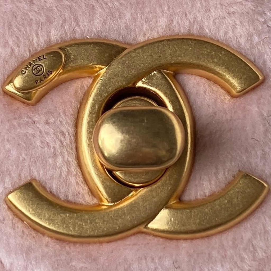 Chanel AS3442 Tote Mini Flap Bag Pink Velvet Gold-tone metal